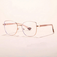 Lunettes de vue unisexes rétro œil de chat en métal, anti-lumière bleue, monture en TR90, verres transparents, avec charnières à ressort