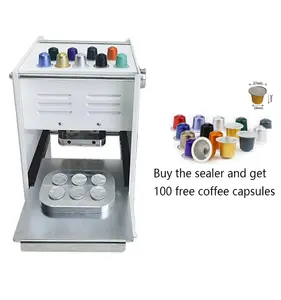 Rỗng cà phê viên nang nhỏ bán tự động ép đầu nhiệt niêm phong máy thép không gỉ 1 bộ Nespresso viên nang 6 khoang