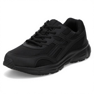 Chaussures de marche en maille noire à lacets, bout rond, baskets décontractées respirantes et confortables pour hommes et femmes - Product Image 3