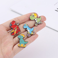 Écusson personnalisé de musique et de rêve à cheval de dinosaure en métal, Badge de revers de dessin animé, ensemble d'épingles en émail de dinosaure Animal mignon