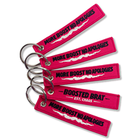 Porte-clés personnalisé avec lettres, étiquette de moto, logo double face, porte-clés tissé brodé