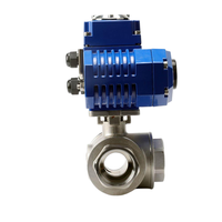 Vanne à boisseau sphérique électrique haute température 24V 230V en acier inoxydable 3 voies, raccord True Union 1/2, joint PTFE, contrôle de l'eau 200 psi, garantie 3 ans