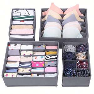 Caja de Almacenamiento Rectangular de Tela Plegable Ecológica Multifuncional con Diseño de Rejilla para Ropa de Niños, Ropa Interior, Calcetines y Sujetadores 2023 - Product Image 2