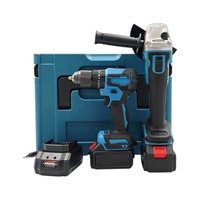 Kit d'outils électriques sans fil 21V, perceuse, meuleuse d'angle, avec batterie au lithium, chargeur, boîte rigide pour la construction et les réparations