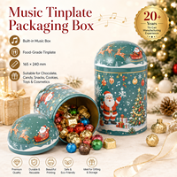 Boîte en fer blanc recyclable de Noël avec couvercle dôme, gaufrée et imprimée sur mesure, pour emballage cadeau de bonbons, biscuits, chocolats, finition mate