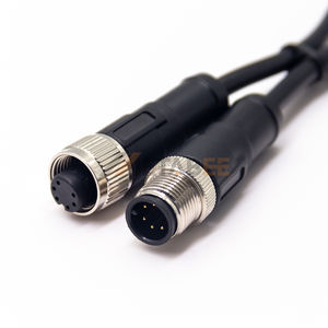 Cable de Extensión M12 de 6 Pines con Código C, Conector Macho a Hembra de Doble Ranura, Cable AWG24, Adaptador de Señal de Alimentación CA, Conjunto de Cables IP67 - Product Image 2