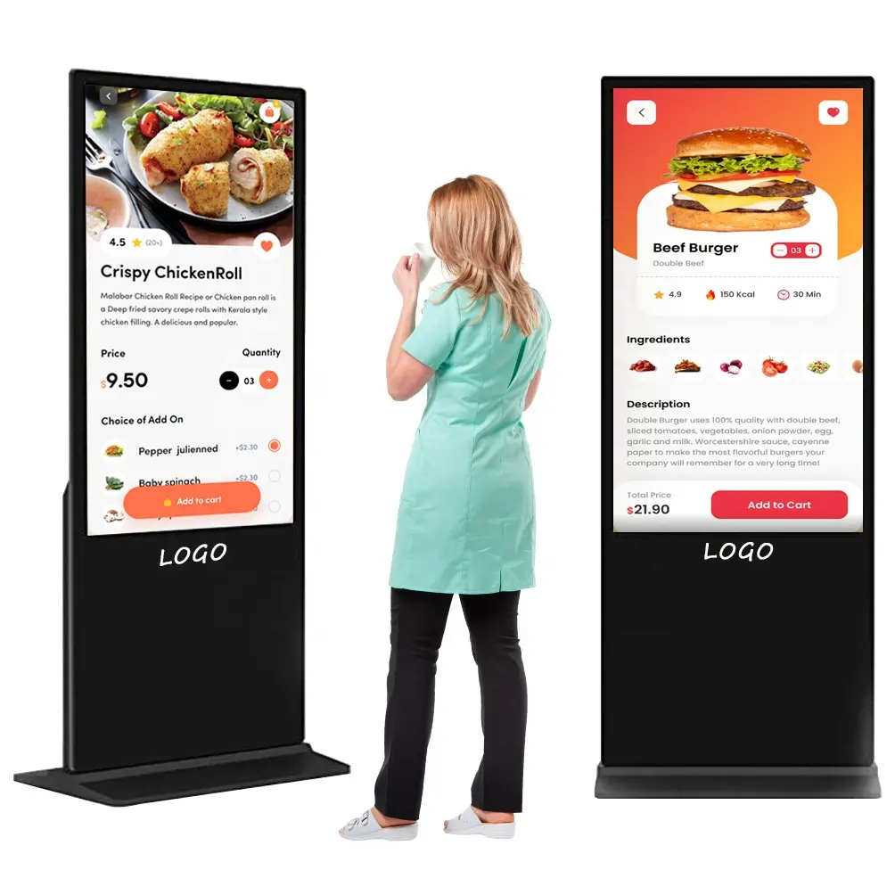 Best Selling Smart Kiosk Vertical Lcd Advertising Display Interactive Panel Digital Signage Totem Floor Standing Touch Screen