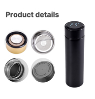 Botella de Agua Inteligente Aislada con Logotipo Personalizado, 500 ml, Acero Inoxidable 304, Pantalla LED de Temperatura, Termo de Doble Pared, Venta al Por Mayor