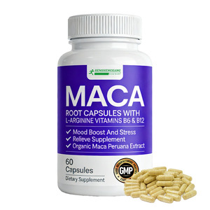Capsules OEM de racine de Maca avec L-Arginine Vitamines B6 & B12 Supplément <span class=keywords><strong>pour</strong></span> stimuler l'humeur <span class=keywords><strong>et</strong></span> soulager <span class=keywords><strong>le</strong></span> <span class=keywords><strong>stress</strong></span> Extrait organique de Maca Peruana - Product Image 2