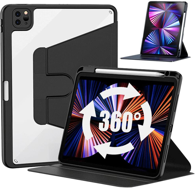 Clear Acrylic Pencil Cover for ipad air 1 2 3 4 5 9.7 10.9 7th 8th 9th 10.2 Pro 10.5 11 360 Rotation case for 10th M2 M4 2024