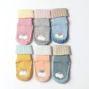 Kaite meias engraçadas personalizadas de algodão para bebês, meias de desenho animado para crianças, moda terry para primavera e outono