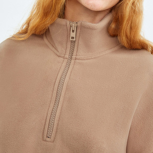 <span class=keywords><strong>Felpe</strong></span> con cappuccio in bianco del cotone di stile coreano 100 di <span class=keywords><strong>New</strong></span> <span class=keywords><strong>York</strong></span> pianura nessuna marca personalizzi la felpa oversize dello Zip di Sherpa 1/4 delle donne del cotone - Product Image 4