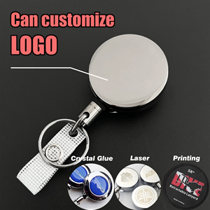 Carrete de insignia retráctil Yoyo redondo de Metal gris plateado con llavero y portatarjetas de identificación Clip trasero portatarjetas - Product Image 4