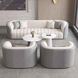 Conjunto de Sillas de Espera Ovaladas Modernas, Sofá Cómodo y Mesa de Centro para Espacios Comerciales - Product Image 3