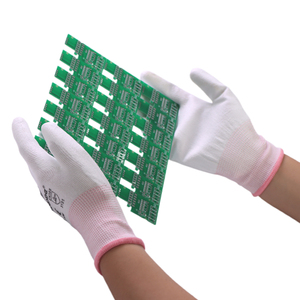 Guantes de Palma con revestimiento de PU duraderos, guantes de trabajo de nailon rosa, guantes de protección laboral para taller sin polvo - Product Image 2