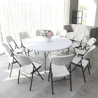 Table pliante portable pour hôtel, mobilier d'extérieur, stand de restauration, design moderne, durable, facile à nettoyer, ensemble de 12 chaises