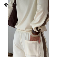 Vêtements de mode de luxe pour femmes, vente en gros, survêtement rayé à fermeture éclair avec bandes latérales, ensemble personnalisé en deux pièces, sweat-shirt et pantalon