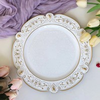 Assiettes de présentation classiques en plastique doré de 13 pouces pour mariages, pique-niques, dîners, cuisine et fêtes – Vente en gros