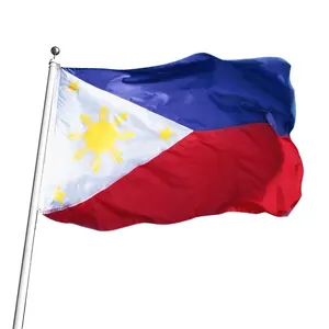 Grosir Pabrik kustom 100% cetakan poliester Ph besar bendera Filipina