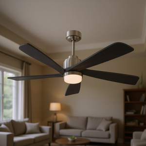 Ventilateur de plafond moderne 52 pouces, 5 pales en bois massif, moteur DC, lumière LED à intensité variable, télécommande, usage domestique - Product Image 2