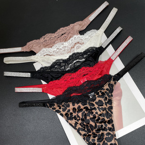 Tangas con Estampado de Letras y Pedrería para Mujer, Moda Europea y Americana, Encaje con Detalles, Sin Costuras, Levanta Glúteos, Sexy, Tanga - Product Image 4