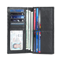 Dompet Lipat Tipis Pria MARRANT Motif Kulit Buaya dengan Penjepit Uang dan Tempat Kartu, Dompet Kulit Asli untuk Pria