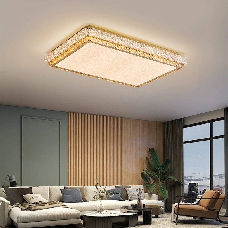 Luxury LED Ceiling Lamp Crystal Iron Stainless Steel Ceiling Flush Mount Lighting for Living Room Home Hotel Banquet Decor