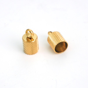 ปลอกปลายสายแบบมีลาย |   ตัวเชื่อมปลายเชือกสแตนเลสชุบทอง 18K PVD พร้อมห่วงสำหรับทำเครื่องประดับ DIY - Product Image 4
