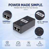 Inyector POE de Escritorio de 100/1000Mbps, Adaptador de Corriente Pasivo Rj45 de 24V 48V, Adaptador de Alimentación a través de Ethernet