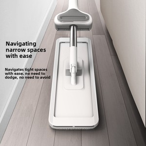 Serpillère plate mains libres en acier inoxydable avec manche pliable pour sols en bois et carrelage, chiffon en microfibre, gadget de nettoyage pour personne paresseuse - Product Image 4