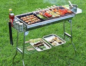 Outdoor Full-Set Stainless Steel Barbecue <b>Grill</b> Portable Folding Charcoal Bbq <b>Grill</b> for <b>Camping</b> Picnic Family Activity Party - Product Image 2