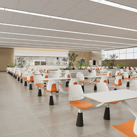 Ensemble table et chaises de cantine scolaire moderne et durable avec table en pierre et siège en plastique empilable 4 places à usage commercial