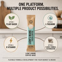 Sachet de café latte aux champignons Lion's Mane pour la concentration, marque distributeur, pour rituel matinal quotidien, boisson fonctionnelle OEM