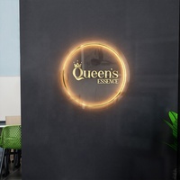 Drop Ship Enseigne murale personnalisée à néon LED rétroéclairée circulaire en acrylique pour magasin, décoration intérieure et extérieure
