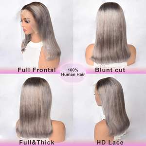 Peluca Bob rubio <span class=keywords><strong>ceniza</strong></span> cabello humano 13x4 Hd pelucas delanteras de encaje para mujeres Ombre <span class=keywords><strong>gris</strong></span> rubio <span class=keywords><strong>ceniza</strong></span> pelucas rectas - Product Image 3