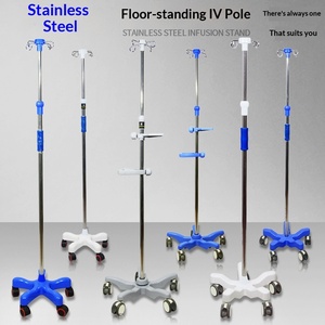 Factory direct supply thickened height adjustable stainless steel mobile IV stand drip stand infusion pole - Product Image 1
