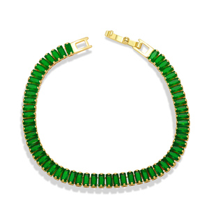 Accessori per la festa nuziale delle donne del braccialetto della catena di Tennis dello zircone <span class=keywords><strong>quadrato</strong></span> scintillante placcato <span class=keywords><strong>oro</strong></span> 18K di alta qualità di vendita calda - Product Image 6