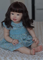 Muñeca Artística Coleccionable NPK de 70 cm, Bebé Reborn Enorme, Niña Pequeña Teegan Princesa con Pelo Largo y Negro, Realista, Tamaño Real de un Bebé de 9 Meses
