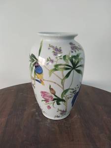 Vaso di fiori per la decorazione della casa vaso in ceramica con motivo floreale verde verde e bianco - Product Image 4