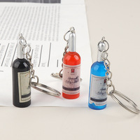 Porte-clés pendentif bouteille de vin rouge simulée, décoration de sac, artisanat, cadeau
