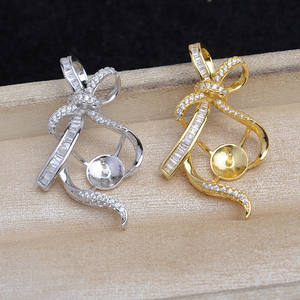 Accessoires DIY pour bijoux en perles, base de pendentif en argent S925, nœud chinois, nœud papillon, 11-12 mm, cache-cernes JG5933, base vide - Product Image 2