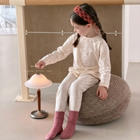 Ensemble de détente extensible pour garçons et filles, 95,5 % coton, 4,5 % élasthanne, décontracté, automne-hiver, manches longues, vêtements d'intérieur, en stock