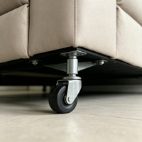 Fauteuil inclinable électrique en tissu beige avec deux porte-gobelets latéraux, dossier rembourré multi-blocs, dossier en cuir PU style Queen Anne, certifié BSCI