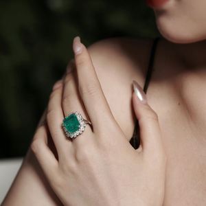 Dylam High End Collection 925 Sterling <b>Silver</b> Women Wedding Engagement Bridal 5A Zirconia <b>Emerald</b> Green Eternity <b>Rings</b> - Product Image 4