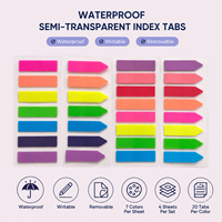 Blocs-notes de rentrée scolaire, index semi-transparents en PET, étiquettes autocollantes colorées, imperméables, inscriptibles, amovibles, marque-pages