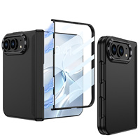 Coque de téléphone magnétique à couverture intégrale pour iPhone Duo Fold avec film frontal intégré, protection de l'axe central, antichoc, large protection
