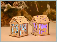 Décorations de Noël lumineuses en forme de cabane en bois, artisanat en bois gravé, maison de neige écologique, à suspendre à l'arbre de Noël, cadeaux DIY pour fenêtre