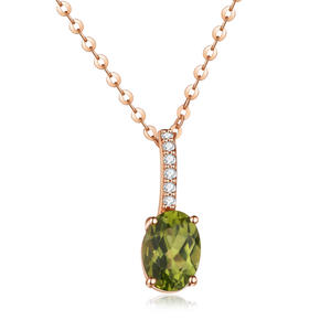 Colgantes de Oro Rosa Sólido de 14K de Alta Calidad, Elegantes y de Venta Caliente, con Diamantes Cultivados en Laboratorio, Corte Ovalado, Peridoto, Estilo Clásico Cristiano - Product Image 1