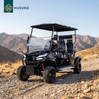 Voiturette de golf électrique tout-terrain noire 4 places, rehaussée, avec audio Bluetooth, certifiée CE, idéale pour les visites en villa et en montagne (ODM)