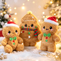 Ensemble de poupées en peluche Bonhomme de pain d'épices de Noël en coton, dessin animé, 31-50 cm, mignon, cadeau de vacances, oreiller de chevet